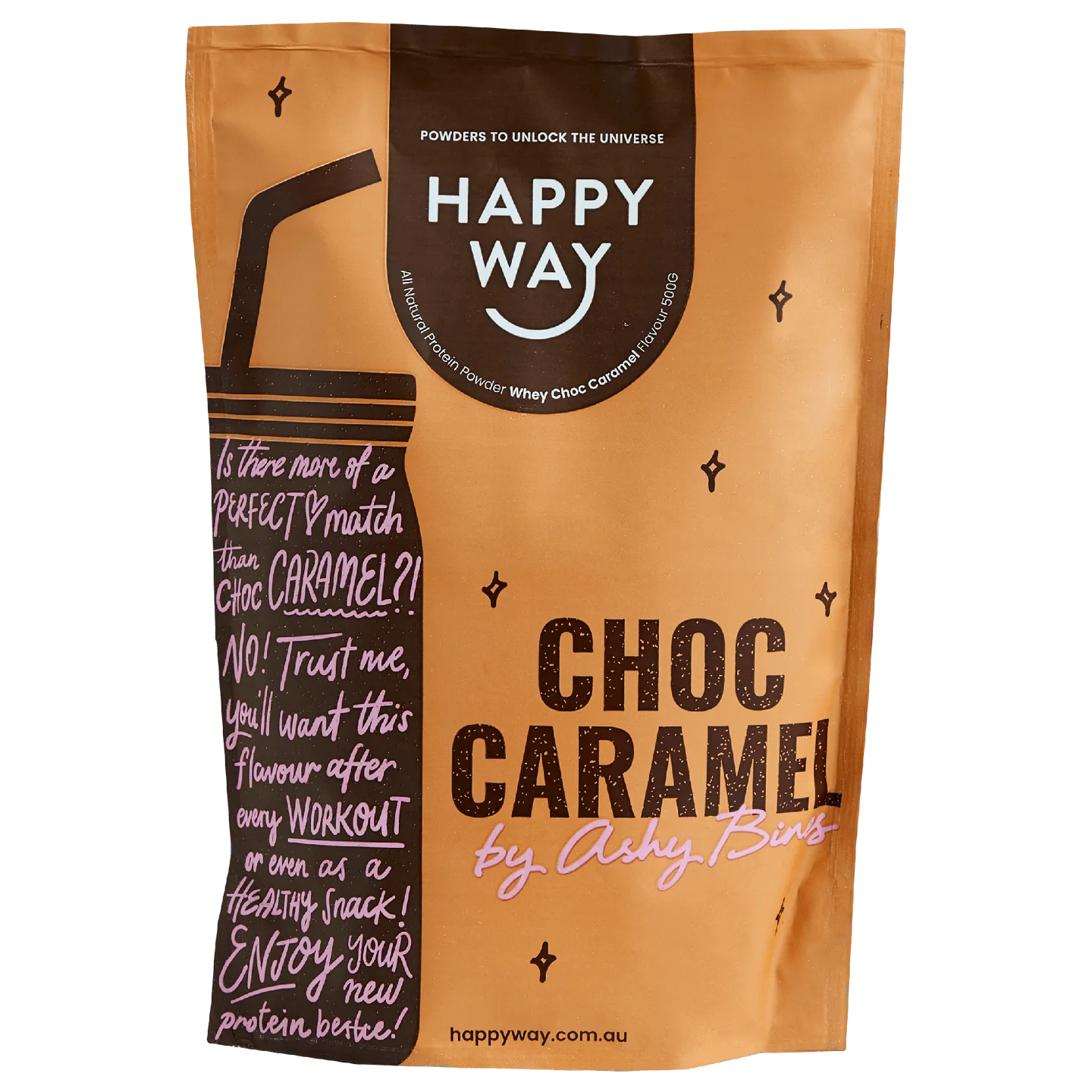 Ashy Bines Choc Caramel Whey Protein Powder - 500g