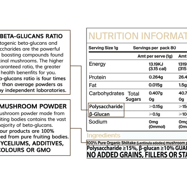 Concentrated Organic Shiitake Mushroom Powder