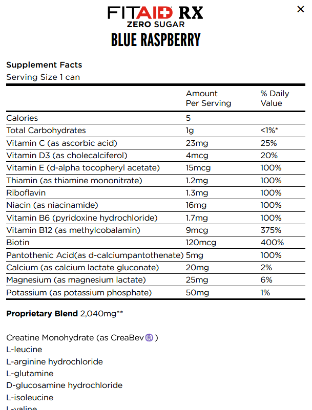 Fitaid RX Creatine - Boosted Creatine + BCAAs + Electrolytes