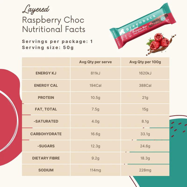 Plant-Based Layered Choc Raspberry Protein Bar 50g x 12pk